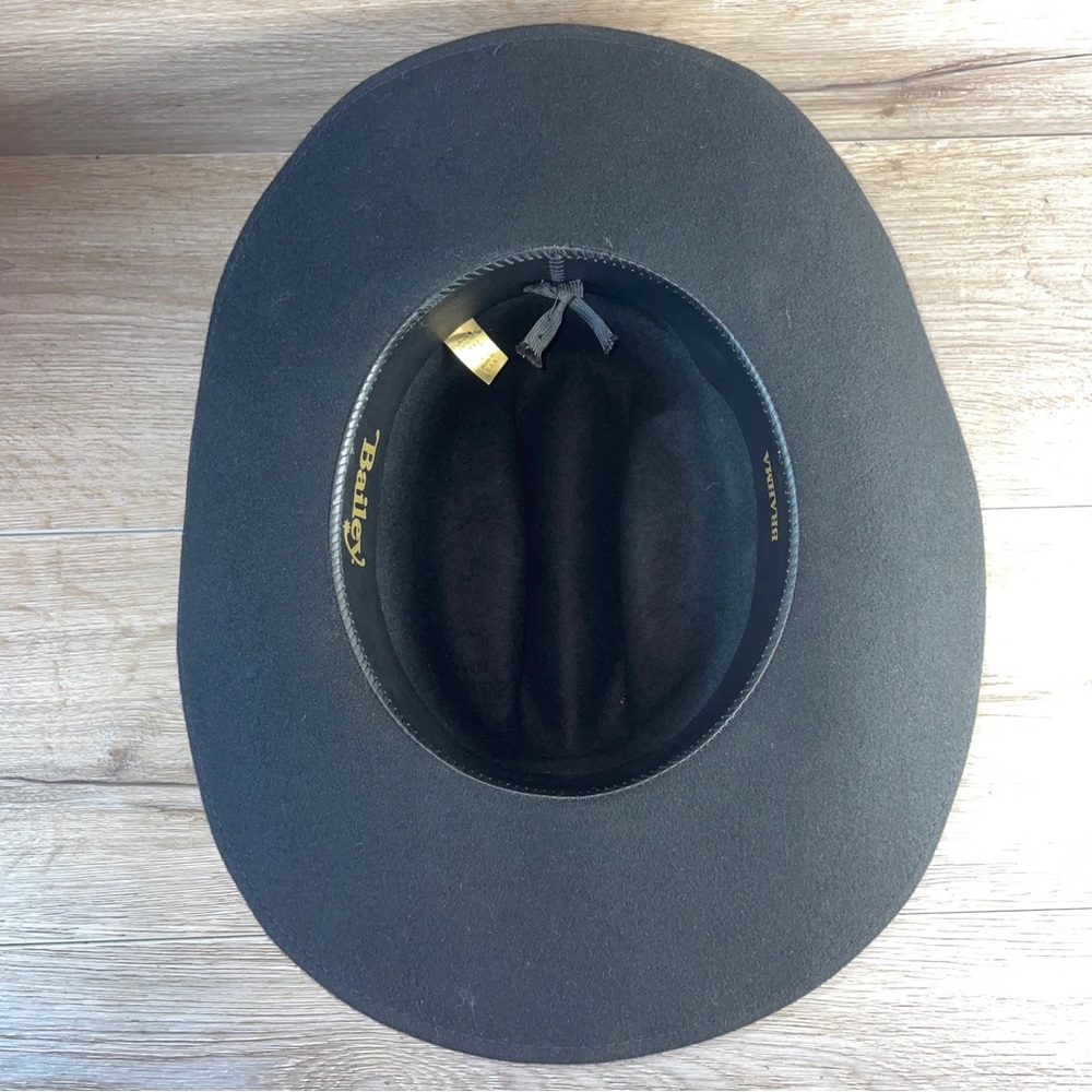 Bailey Brahma Black 7 1/8 Band Men Western Cowboy Hat USA Made 100% Wool VGUC! - Picture 8 of 11